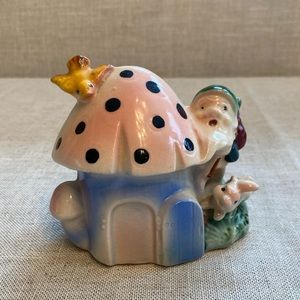 Mid century Florart ceramic polka dot mushroom planter.